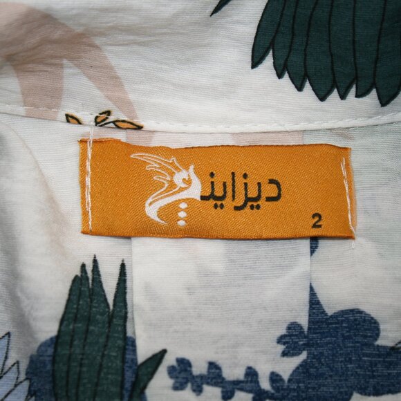 Shacket Wrap Shirt Jacket Floral Asymmetrical Unique Tropical Blue 2XL - Picture 8 of 14